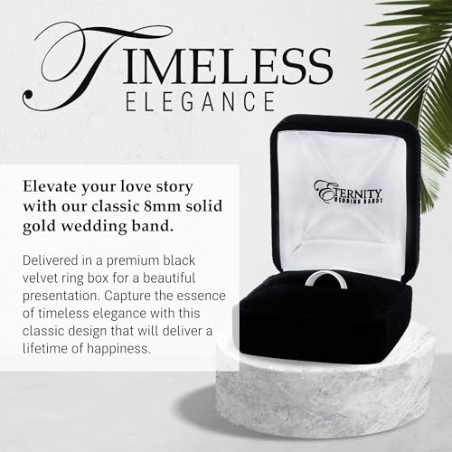 Image of 8mm Solid Gold Wedding Bands for Women or Men, 10k or 14k Gold Rings, Comfort Fit Womens and Mens Wedding Ring - Premium Collection from EWB