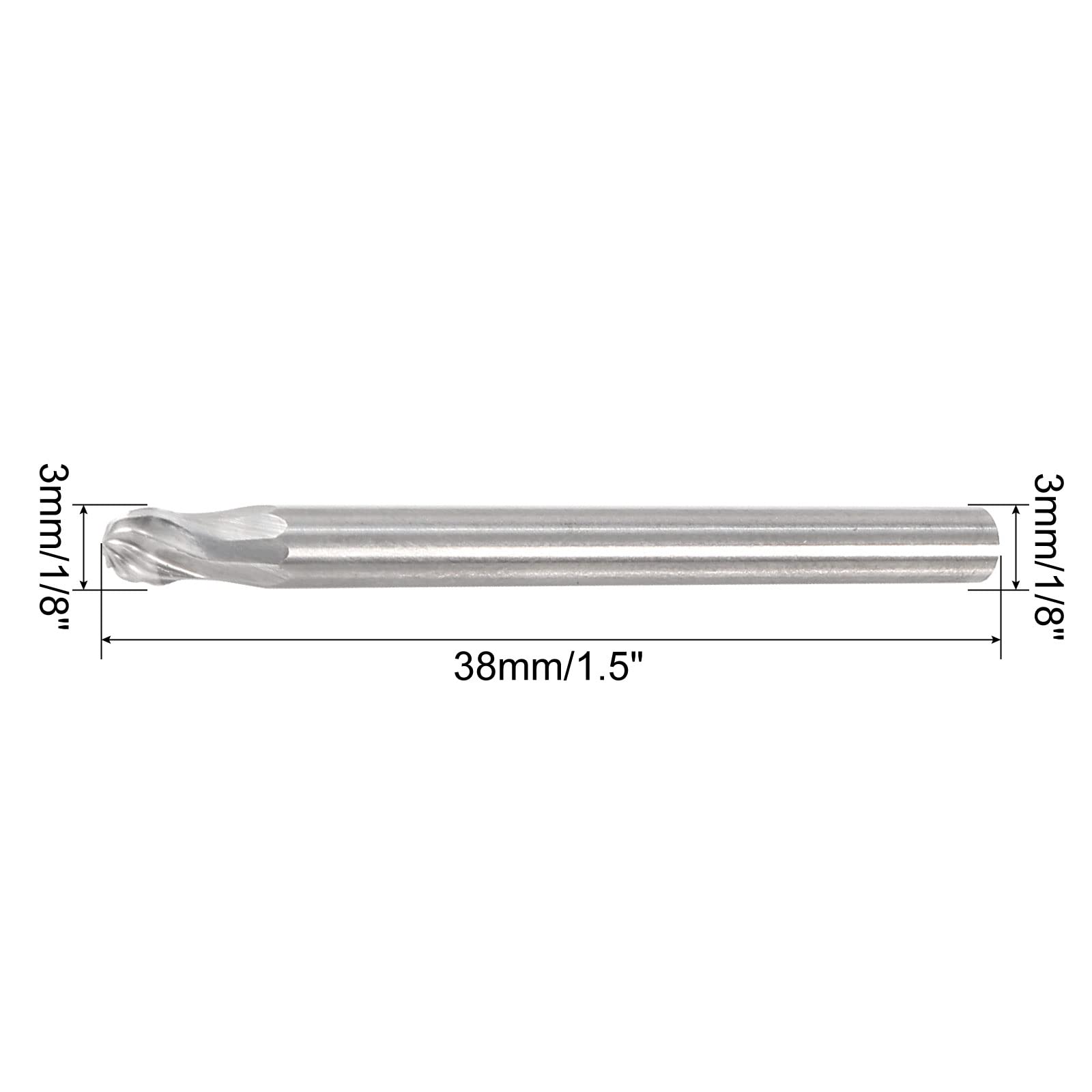 uxcell Tungsten Carbide Rotary Files 1/8" Shank, Single Cut Ball Shape Rotary Burrs Tool 3mm Dia, for Die Grinder Drill Bit Alloy Steel Hard Metal Carving Polishing, 2pcs — Amazon image 2