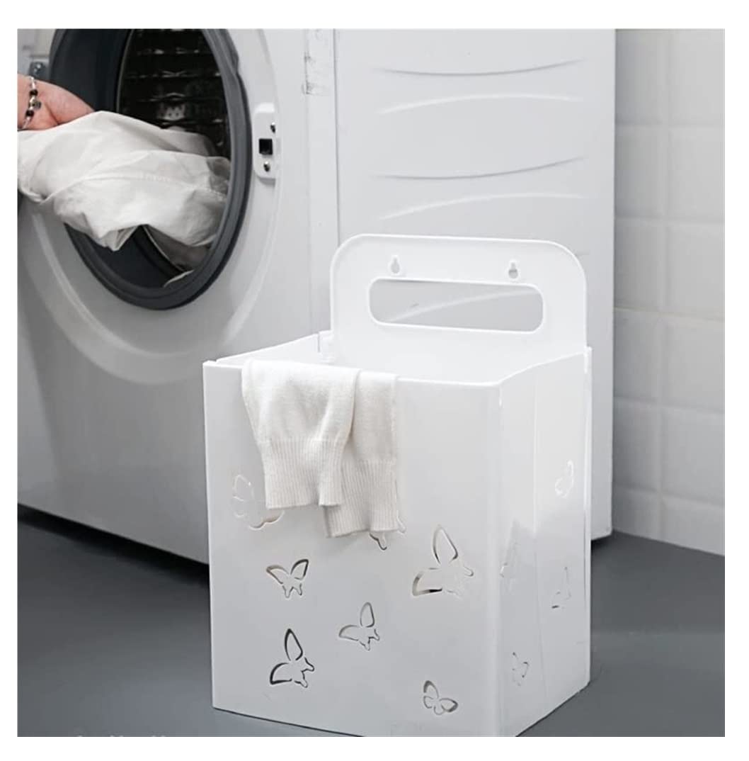 Cesto Bucato Cesto Portaoggetti per Vestiti Sporchi, Portabiancheria Pieghevole, per Lavatrice Sospeso Accessori per Bagno(A)