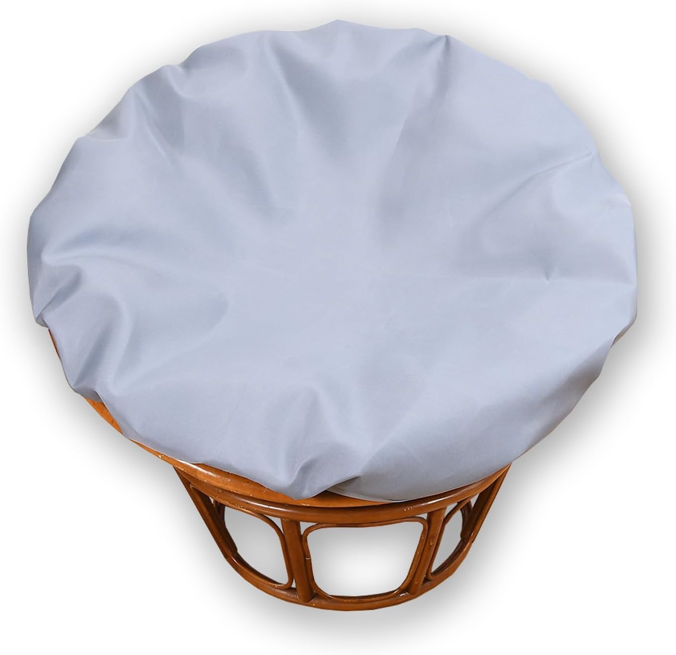 YongXinMY Waterproof Papasan Cushion Cover Only – Outdoor Round Radar Chair Slipcover with Zipper and Ties Anti-Slip Seat Pad Protector for Garden Patio Saucer Chair Moon Chairs (Grey,39in)