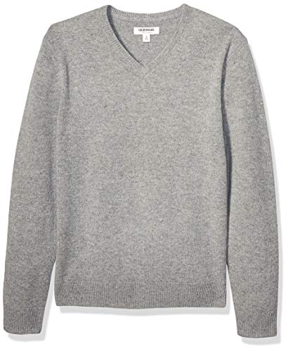 Amazon Brand - Goodthreads Men s Lambswool V-Neck Sweater, Heather Grey Large