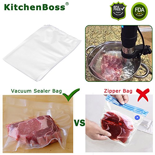 Vacuum Sealer Bags,Food Saver Bags 100 Pint Size 6"x10",Sous Vide Bags,Commercial Grade for Food Storage, by KitchenBoss - Thumbnail 5