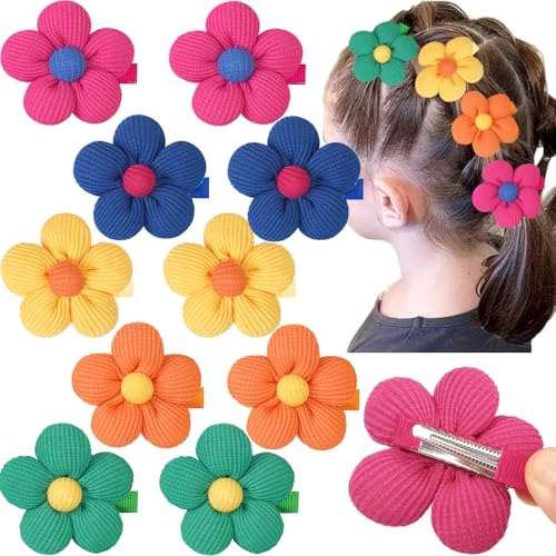 CLLOT Flower Hair Clips 10 Pcs Non-Slip Flower Bows Alligator Clips Hair Accessories for Girls Toddlers Teens and Women