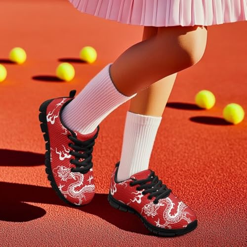 Girls Running Shoes Lightweight Athletic Sports Shoes Kids Non-Slip Lace-up Sneakers Breathable for Tennis Walking4