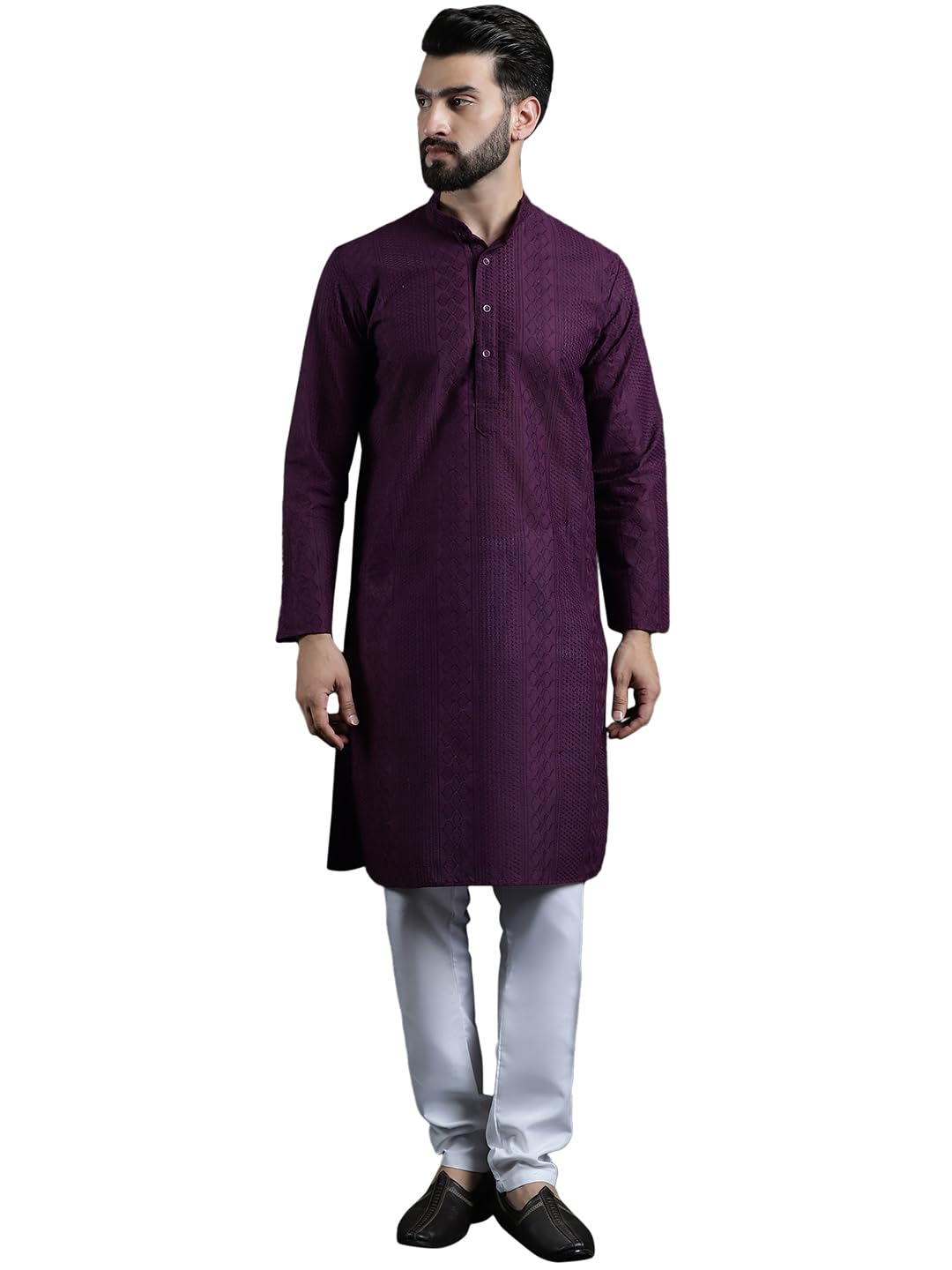 sojanya (Since 1958 Men's Cotton Thread embroidered Kurta With White Churidaar Pyjama-picture-27