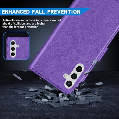 Image of ZZXX for Samsung Galaxy S25 Plus Wallet Case with [RFID Blocking] Card Slot Kickstand Magnetic Closure Leather Flip Fold Protective Phone Case for Galaxy S25 Plus 5G Case Wallet(Purple-6.6 inch)