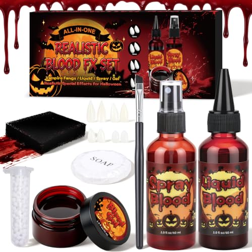 10PCS Halloween Fake Blood Kit Scary Cosplay SFX Makeup Accessories - image 1
