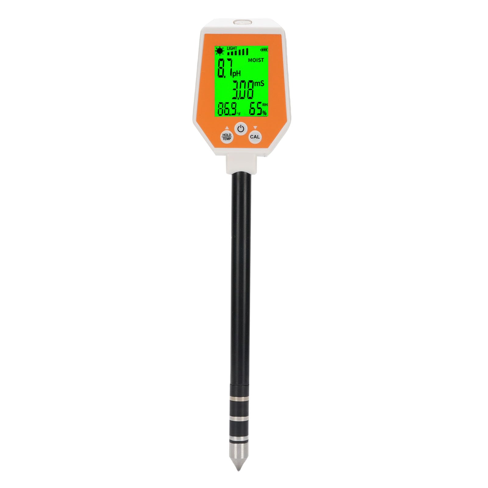 SENECESLI Medidor de Suelo 6 en 1, Temperatura Digital de la Planta, Probador de PH de la Humedad del Suelo, Medidor de PH EC de Intensidad de la Luz Solar, Pantalla LCD Retroiluminada