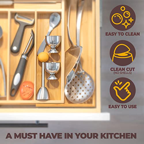 Egg Cups For Soft Boiled Eggs, Soft Boiled Egg Holder, Egg Topper - Includes 2 Egg Cups, 2 Metal Spoons & 1 Soft Boiled Egg Cutter Or Opener #TOP6