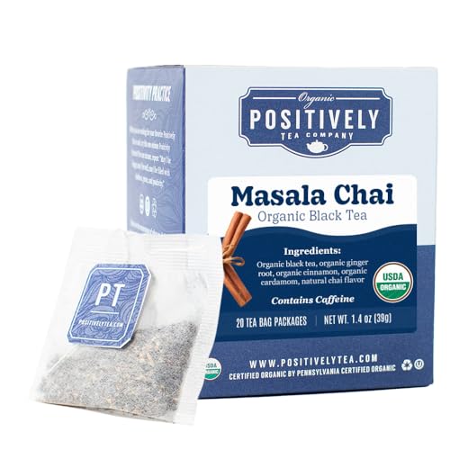 Image of Positively Tea, Organic Masala Chai Black Tea Bags, 20 Count