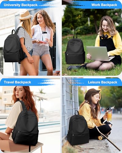 VGCUB Schulrucksack Teenager Mädchen Jungen Schultasche Wasserdichter Leichter Freizeitrucksack Rucksack Damen für Die Schule Teenager Mädchen Aesthetic School Daypacks Womens Backpack Schwarz