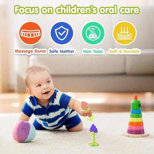 Image of Fruit Shaped Teethers for Babies 6+ Months, BPA-Free Silicone Teething Toy for Infants, Natural Organic Freezer Safe & Soft Toys for Toddlers|Ideal Gift for Baby Girls & Boys | Set of 5