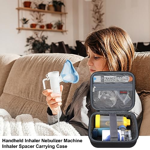 Image of Elonbo Carrying Case for Portable Handheld Inhaler Nebulizer Machine Asthma Inhaler Spacer, EpiPen Travel Medicine Kit, Handheld Mesh Atomizer Machine Holder Bag, Pocket Fits Auvi Q Ventolin, Black