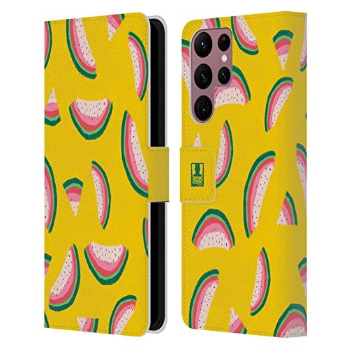 Étui portefeuille Samsung S22 Ultra en cuir au motif pastèque multicolore original.