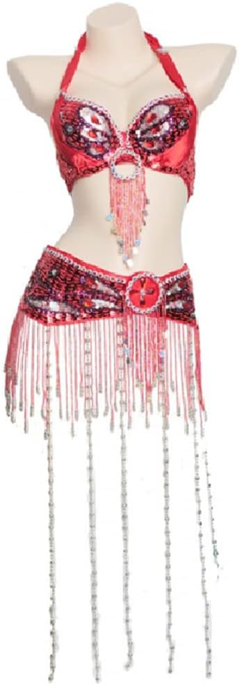 Belly Dance Outfit for Women Belly Dancer Costumes Belly Dancing Performance Dresses Belly Bra and Belt 2 Piece Set