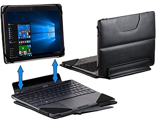 Funda folio desmontable de cuero negro Navitech compatible con HP x2 10.1'' miniatura 1