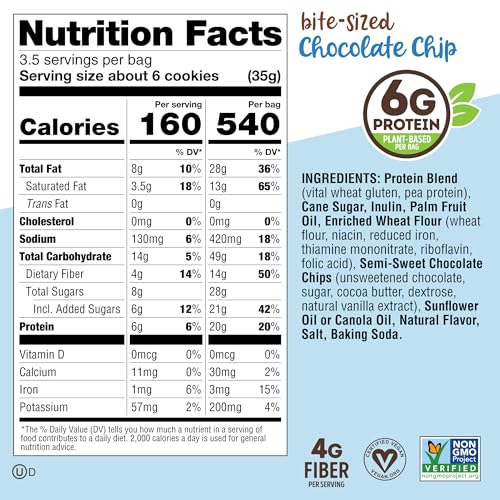Image of Lenny & Larry's The Complete Crunchy Cookie, Chocolate Chip, 6g Plant Protein, Vegan, Non-GMO, 4.25 Ounce Pouch (Pack of 6)