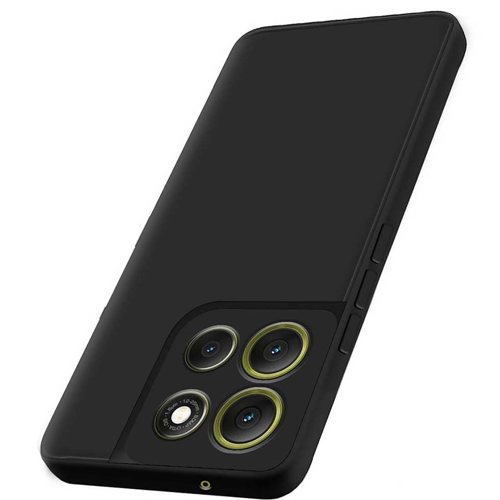 Image of Fashionury Liquid Silicon Back Cover for Motorola G86 Power 5G | Camera Protection | Inner Velvet Fabric | Anti-Fingerprint | Ultra Slim Case (Black)