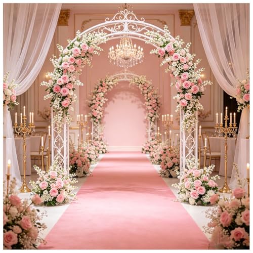 Alfombra de pasillo rosa antideslizante rectangular para suelo de eventos y bodas 2