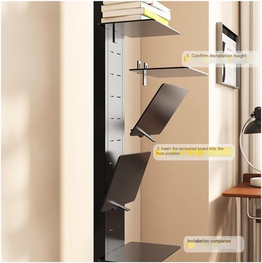 Magazine Rack, Iron Floor Shelves Bookshelves Vertical Living Room Household Bookcase Iron Display Shelf Book Storage Racks Brochure Display Stand(White)