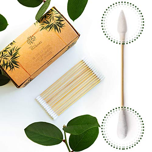 Premium 6 inch Long Bamboo Cotton Swabs | Compostable Dog Ear Sticks | Buds for Gun Cleaning Kit | Zero Waste Disposable Products | Plastic Free Wooden Makeup Swab | Eco Friendly Biodegradable Cleaner