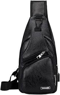 Leather Sling Bag Crossbody Backpack for Men Women Travel Outdoor Camping