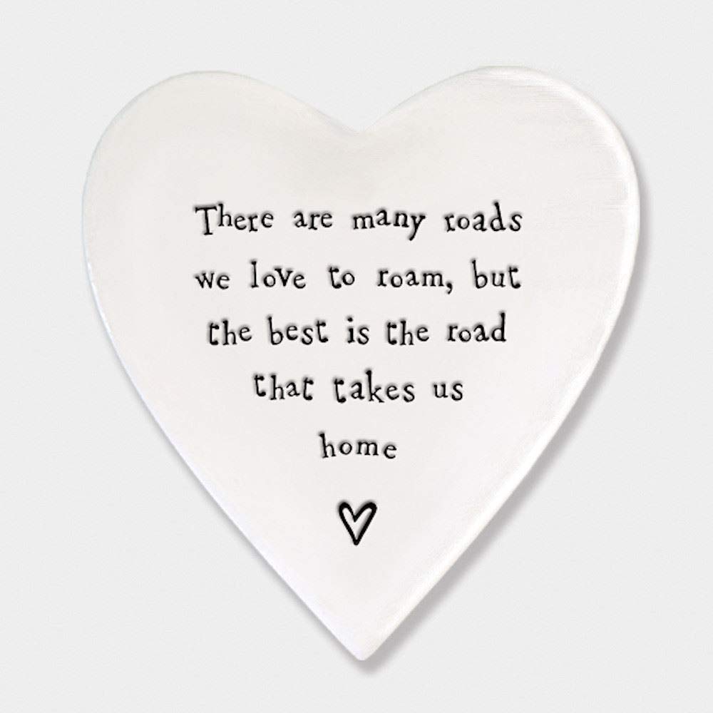 East of India Porcelain Heart Coaster' There are many roads…' Keepsake Gift Wedding