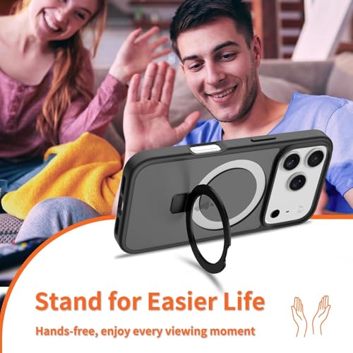 Image of Magnetic for iPhone 17 Pro Case, 6.3 inch, Compatible with MagSafe, Rugged Kickstand, Not-Yellowing Military-Grade Protection, Matte Black