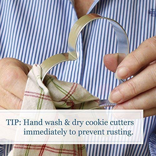 Ann Clark Conjunto de cortadores de biscoito de dinossauro de 5 peças com livro de receitas, Tricera