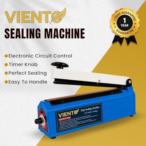 Image of 10 inch Impulse Heat Sealing Machine with Adjustable Temperature, Portable Poly Bag Sealer for PE /PP Laminated Pouches, Strong Airtight Seal, Durable Metal Body, 1-Year Warranty for Home & Business (Blue)