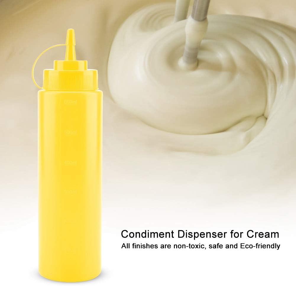 720ml 10PCS Set Plastic Dispenser: For Oil, Sauce, Cream, And Vinegar, Ideal for Kitchen Use and Pancake Batter Dispensing (Yellow)