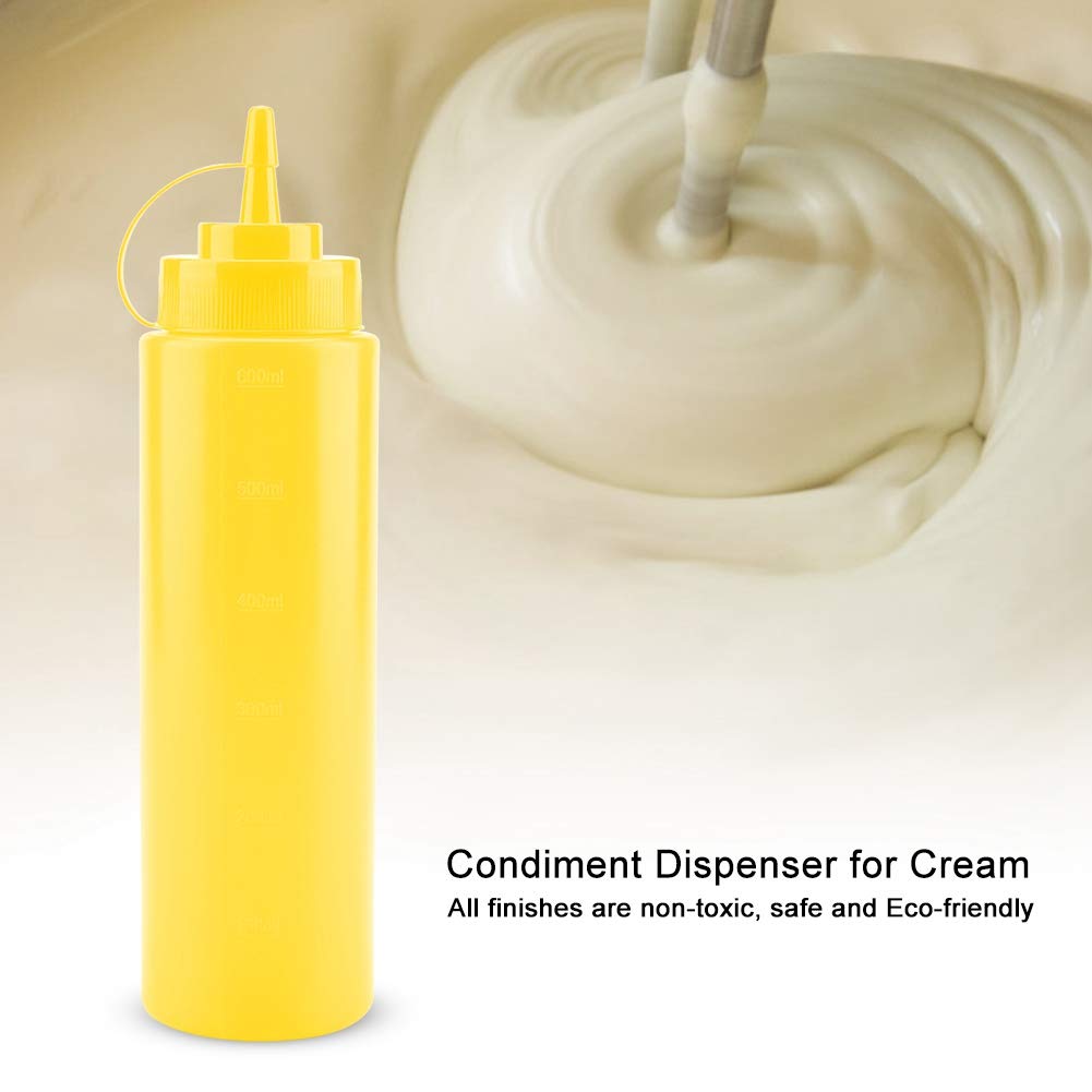 Bottiglie per Condimenti, 10 Confezioni da 720ml Dispenser per Ketchup Bottiglie per Schizzi in Plastica con Tappo, Bottiglie per Schizzi per Pancake per Salse, Condimenti, Panna(Giallo)