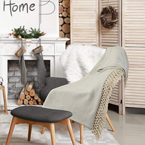Lr Home Slight Chevron Soft Gray Throw Blanket With Fringe, 50" X 60" #TOP6