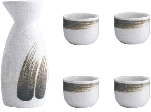 3 Piece Set / 5 Piece Set Retro Sake Cup Japanese Sake Set Craft Ceramic Sake Cup Cold/Hot/Tea/Sake Cup Japanese Sake Set (Size : H) ()