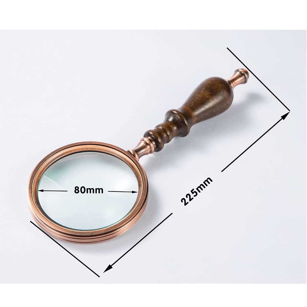 10-fache Handlupe mit Geschenkbox, antike, abnehmbare Holzgrifflupe, 80-mm-Leselupe zum Lesen von Büchern, Inspektionen, Münzen, Insekten, Steinen, Karten, Goldvergrößerung Beauty Comes