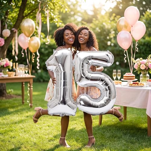 Image of YPSelected 32 Inch Large Foil Helium Number Balloon Birthday Wedding Party 0-9 (Silver, 5)