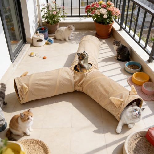 Grotte interactive pour chatons idéale dans le jardin ou le salon
