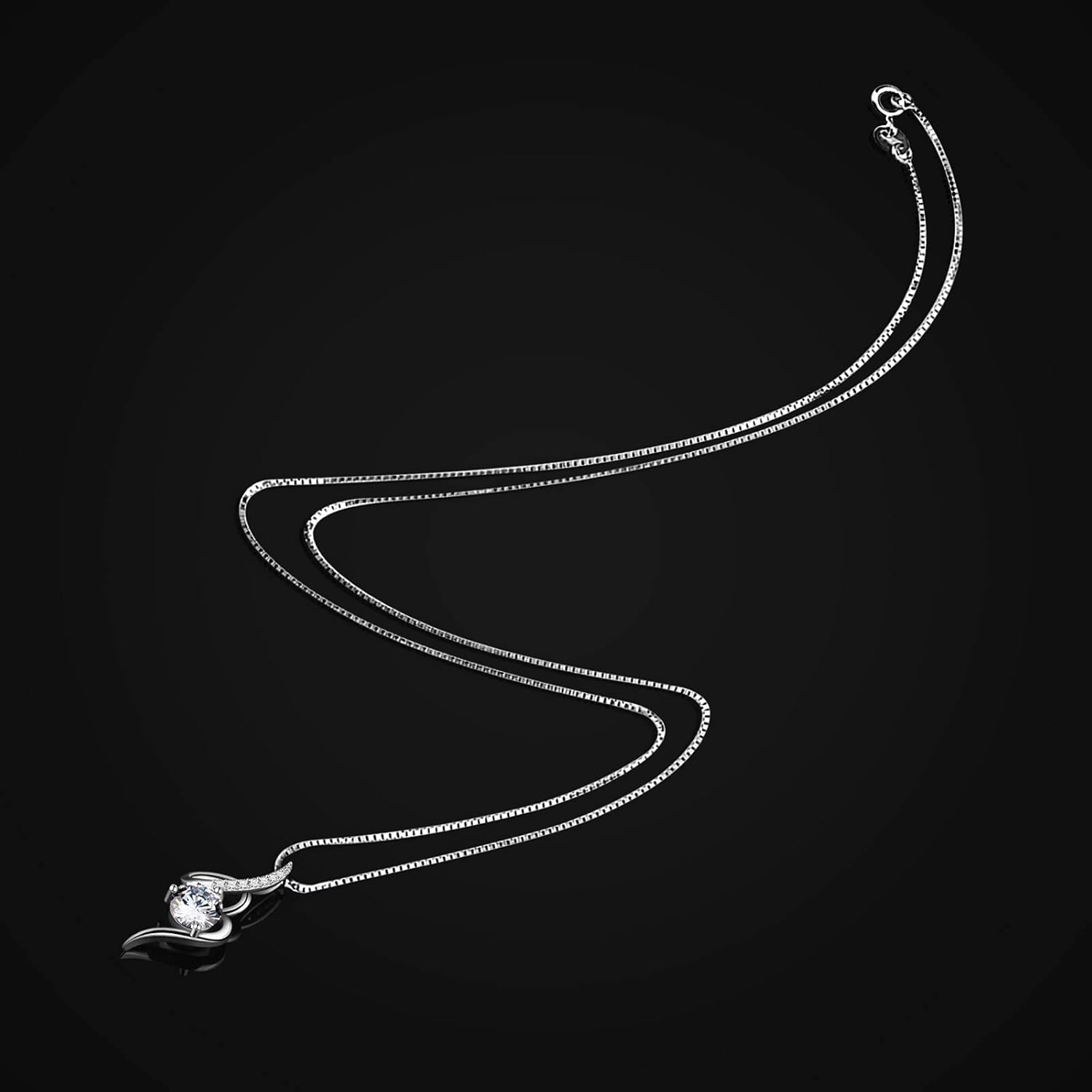 Sterling Silver Necklace for Women,Pendant necklaces Silver 925,Cubic Zirconia 18'' Jewelry for Women,Wife,Mom, Her