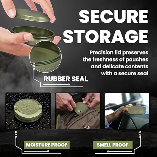 Premium Zyn Metal Can | Zyn Holder | Metal Zyn Container | Moisture & Odor Proof Container | Aluminum Zyn Can & Organizer | Dip Can | Zyn Tin | Zyn Gifts for Men | Plain, Military Green