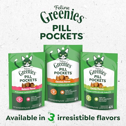 FELINE GREENIES PILL POCKETS for Cats Natural Soft Cat Treats, Chicken Flavor, 3 oz. Pack (85 Treats)