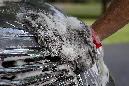 Image of Auto Hub Chenille Microfiber Wash Mitt, Car Cleaning Gloves with Thick Plush, Ultra Soft Strands, Scratch Free and Water Absorbent Microfiber Gloves for Car & Bike Washing Pack of 3