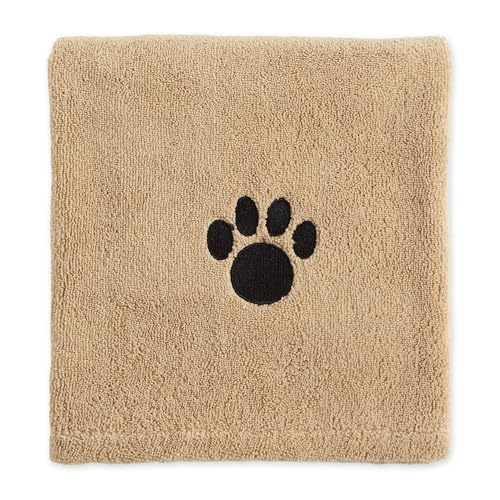 Image of Bone Dry Pet Grooming Towel Collection Absorbent Microfiber X-Large, 41x23.5, Embroidered Taupe (Pack of 12)