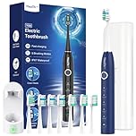 Sonic Electric Toothbrush for Adults and Kids - Sonic Toothbrush with 8 Toothbrush Heads (3 Types) and 5 Modes, 120 Days Battery Life, 50000 VPM, Travel Case and Wall Holder, 2 Minute Timer