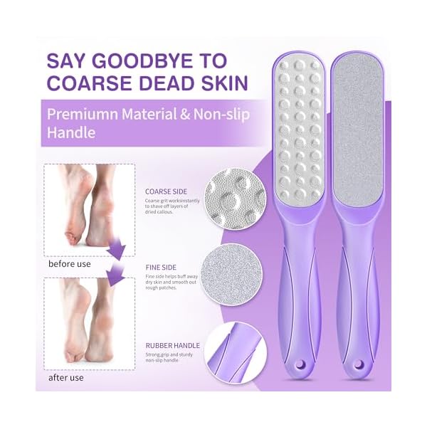 Lavender Foot Soak Set - Salts, Foot File, Scrub & Urea Cream Pedicure Supplies for Dry, Cracked Feet - Women's Spa Kit