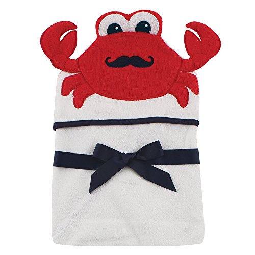 Image of Hudson Baby Unisex Baby Cotton Animal Face Hooded Towel, Mr Crab, One Size