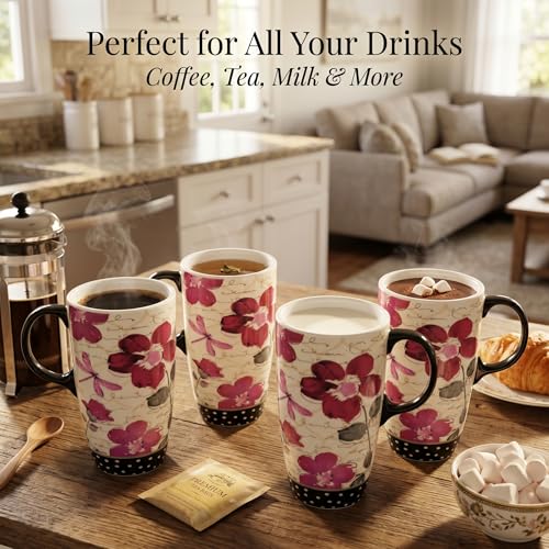 Vaso de cerámica DUSVALLY con tapa 17oz diseño floral miniatura 3