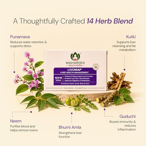 Image of Liver Support Supplement and Liver Detox | Maharishi Ayurveda Livomap Tablet Protects and Rejuvenates the Liver Function | Clinically Tested | 100 Tablets
