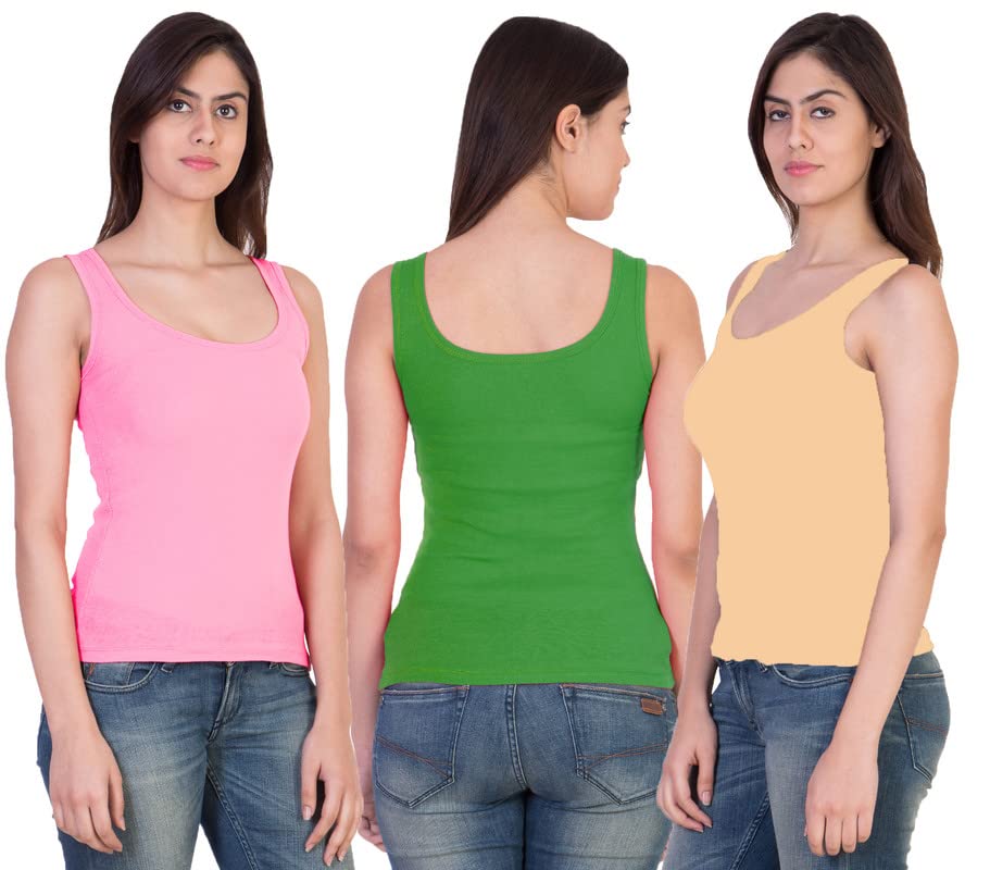 Image of Pack of 3 Premium Tank Top Vest Top Camisole Sando Spaghetti Inner Wear Camis for Women,Girls