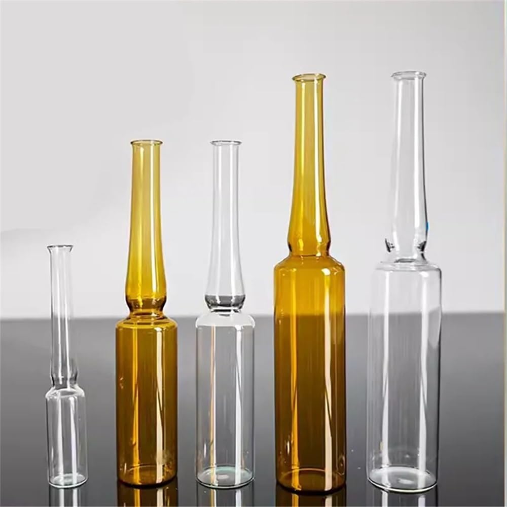 Sprzęt i materiały laboratoryjne, 1/2/5/10/20 ml, 100 ml, szklana butelka z zakrzywioną szyjką, łatwa do złożenia, przezroczysta/brązowa, 1/2/5/10/20 ml