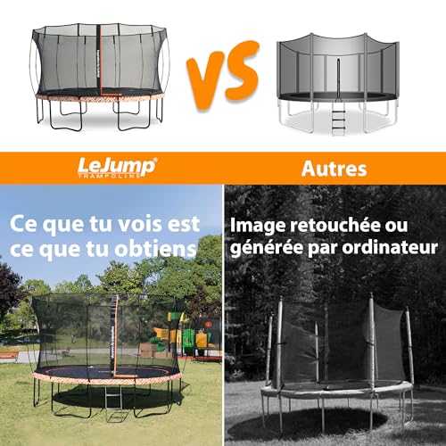 Trampoline Zéro-Ressort 366cm Orange Rond LeJump Lightning Trampoline Extérieur Enfant Grand Trampoline de Jardin Trampoline de Fitness avec Fillet de sécurité et Tapis de Saut pour Enfants et Adultes – Image 5